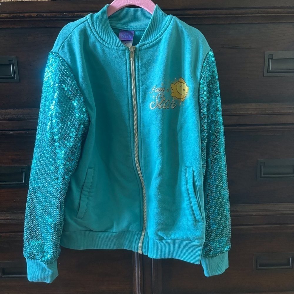 Disney Wish zip up sequin jacket in size M (7/8)